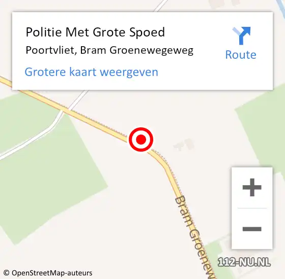 Locatie op kaart van de 112 melding: Politie Met Grote Spoed Naar Poortvliet, Bram Groenewegeweg op 14 februari 2023 12:40