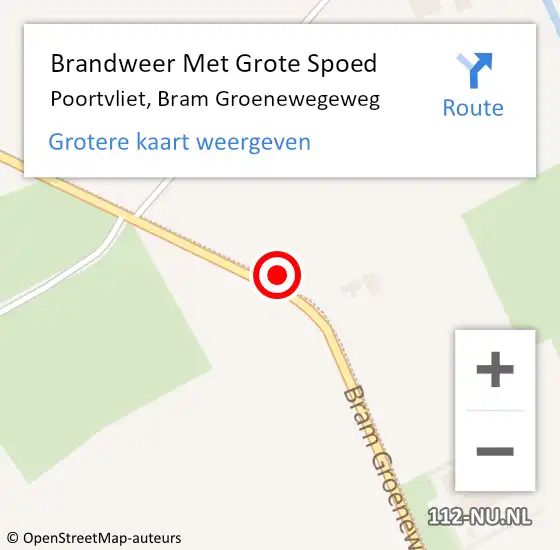 Locatie op kaart van de 112 melding: Brandweer Met Grote Spoed Naar Poortvliet, Bram Groenewegeweg op 14 februari 2023 12:40