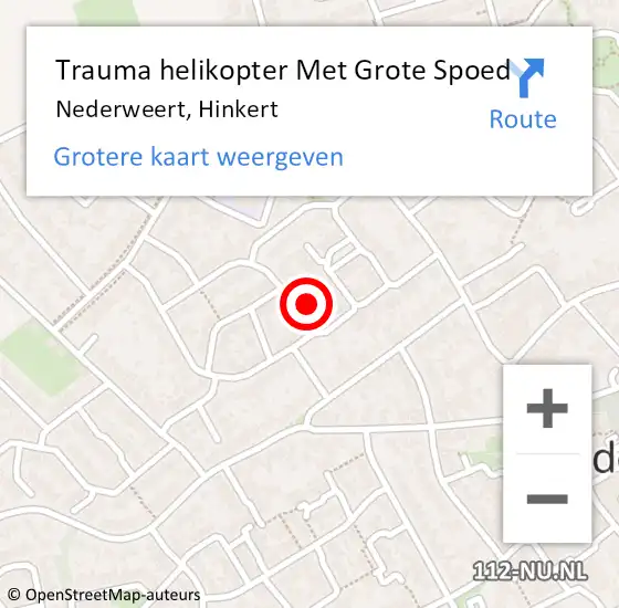 Locatie op kaart van de 112 melding: Trauma helikopter Met Grote Spoed Naar Nederweert, Hinkert op 14 februari 2023 12:51