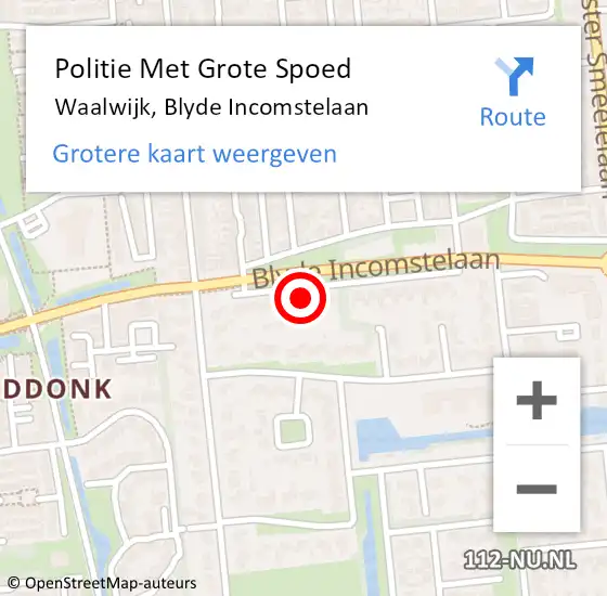 Locatie op kaart van de 112 melding: Politie Met Grote Spoed Naar Waalwijk, Blyde Incomstelaan op 14 februari 2023 13:01
