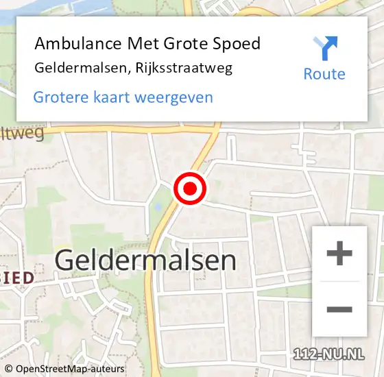 Locatie op kaart van de 112 melding: Ambulance Met Grote Spoed Naar Geldermalsen, Rijksstraatweg op 14 februari 2023 13:03
