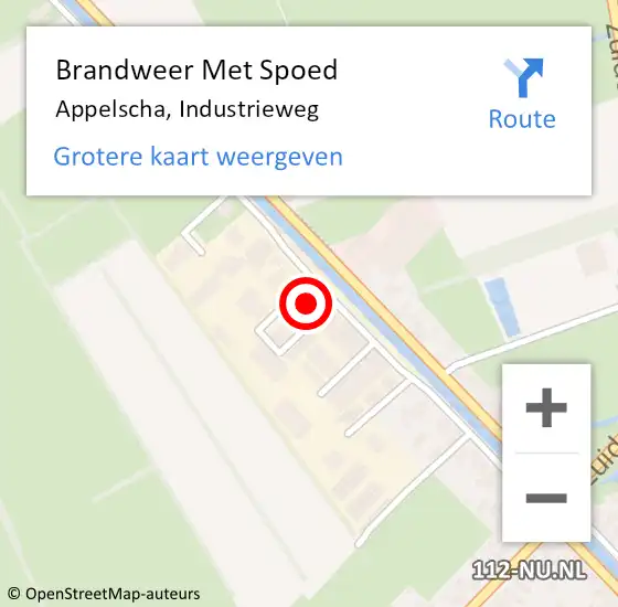 Locatie op kaart van de 112 melding: Brandweer Met Spoed Naar Appelscha, Industrieweg op 14 februari 2023 13:20