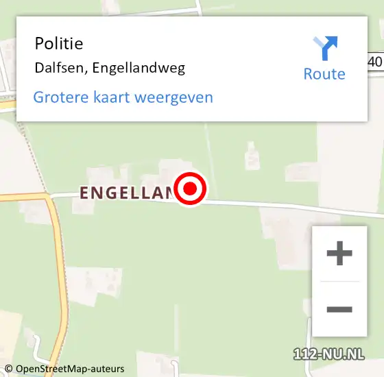 Locatie op kaart van de 112 melding: Politie Dalfsen, Engellandweg op 14 februari 2023 13:48