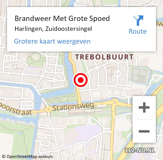 Locatie op kaart van de 112 melding: Brandweer Met Grote Spoed Naar Harlingen, Zuidoostersingel op 14 februari 2023 14:00