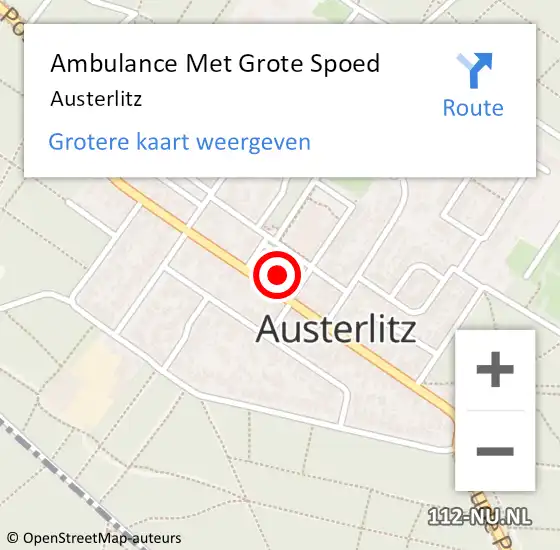 Locatie op kaart van de 112 melding: Ambulance Met Grote Spoed Naar Austerlitz op 14 februari 2023 14:06