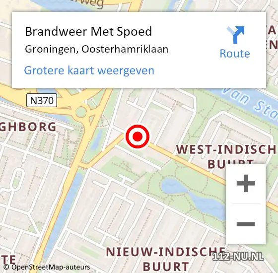 Locatie op kaart van de 112 melding: Brandweer Met Spoed Naar Groningen, Oosterhamriklaan op 14 februari 2023 14:15