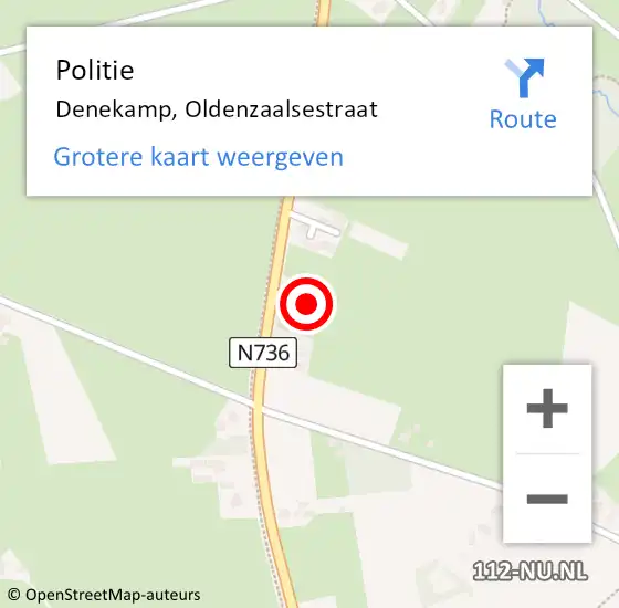 Locatie op kaart van de 112 melding: Politie Denekamp, Oldenzaalsestraat op 14 februari 2023 14:16