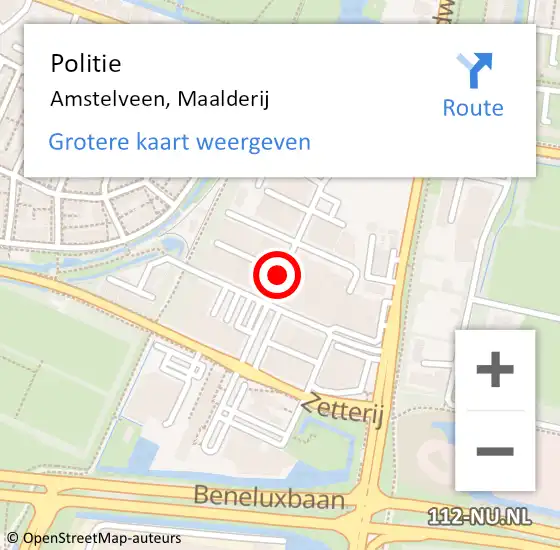 Locatie op kaart van de 112 melding: Politie Amstelveen, Maalderij op 11 oktober 2013 15:54