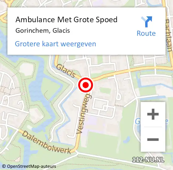 Locatie op kaart van de 112 melding: Ambulance Met Grote Spoed Naar Gorinchem, Glacis op 14 februari 2023 14:24