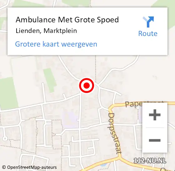 Locatie op kaart van de 112 melding: Ambulance Met Grote Spoed Naar Lienden, Marktplein op 14 februari 2023 14:28