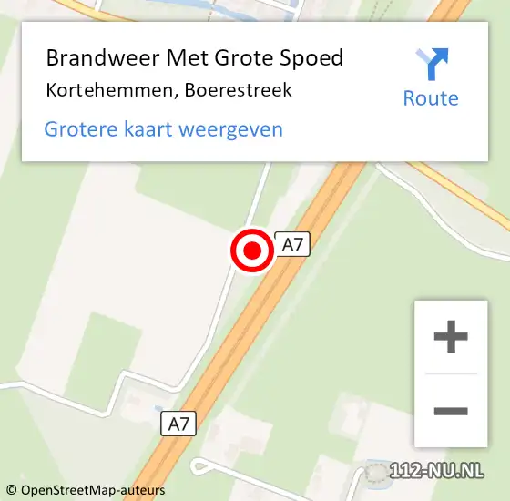 Locatie op kaart van de 112 melding: Brandweer Met Grote Spoed Naar Kortehemmen, Boerestreek op 14 februari 2023 14:33