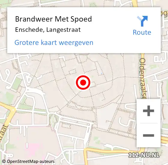 Locatie op kaart van de 112 melding: Brandweer Met Spoed Naar Enschede, Langestraat op 14 februari 2023 14:46