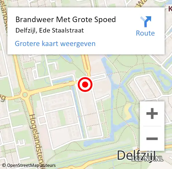 Locatie op kaart van de 112 melding: Brandweer Met Grote Spoed Naar Delfzijl, Ede Staalstraat op 14 februari 2023 14:50