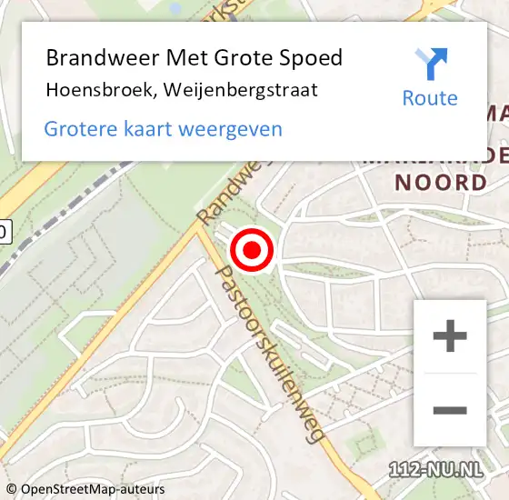 Locatie op kaart van de 112 melding: Brandweer Met Grote Spoed Naar Hoensbroek, Weijenbergstraat op 14 februari 2023 14:50