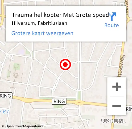Locatie op kaart van de 112 melding: Trauma helikopter Met Grote Spoed Naar Hilversum, Fabritiuslaan op 14 februari 2023 14:52