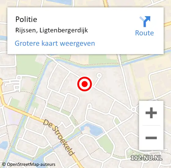 Locatie op kaart van de 112 melding: Politie Rijssen, Ligtenbergerdijk op 14 februari 2023 15:06