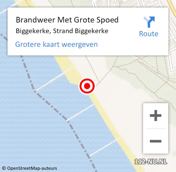 Locatie op kaart van de 112 melding: Brandweer Met Grote Spoed Naar Biggekerke, Strand Biggekerke op 14 februari 2023 15:42