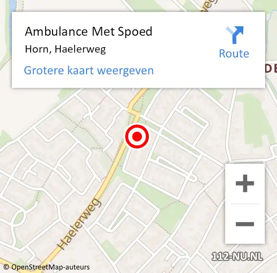 Locatie op kaart van de 112 melding: Ambulance Met Spoed Naar Horn, Haelerweg op 14 februari 2023 16:02