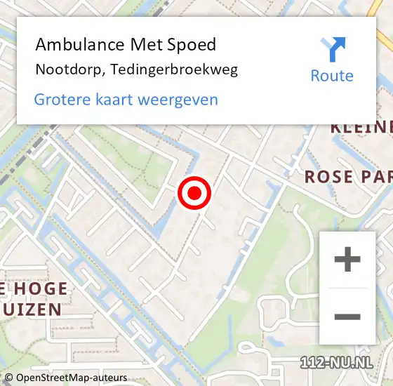 Locatie op kaart van de 112 melding: Ambulance Met Spoed Naar Nootdorp, Tedingerbroekweg op 14 februari 2023 16:31