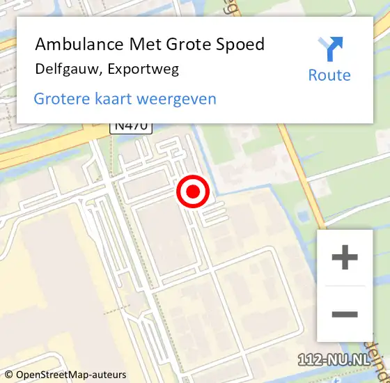 Locatie op kaart van de 112 melding: Ambulance Met Grote Spoed Naar Delfgauw, Exportweg op 14 februari 2023 16:37