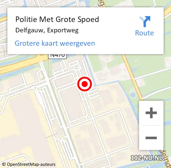 Locatie op kaart van de 112 melding: Politie Met Grote Spoed Naar Delfgauw, Exportweg op 14 februari 2023 16:39