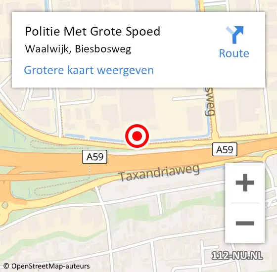 Locatie op kaart van de 112 melding: Politie Met Grote Spoed Naar Waalwijk, Biesbosweg op 14 februari 2023 16:49