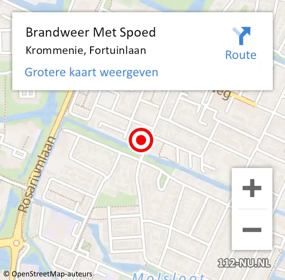 Locatie op kaart van de 112 melding: Brandweer Met Spoed Naar Krommenie, Fortuinlaan op 14 februari 2023 16:58