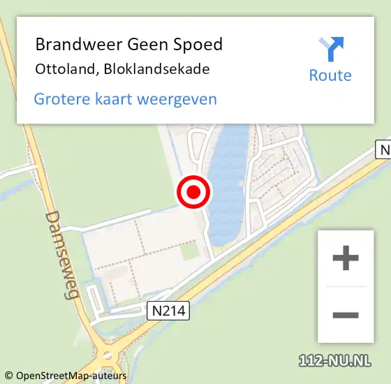 Locatie op kaart van de 112 melding: Brandweer Geen Spoed Naar Ottoland, Bloklandsekade op 14 februari 2023 17:15