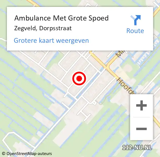 Locatie op kaart van de 112 melding: Ambulance Met Grote Spoed Naar Zegveld, Dorpsstraat op 14 februari 2023 17:57