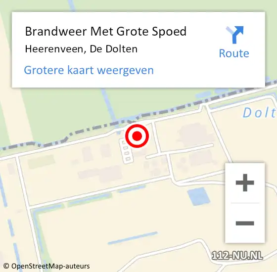 Locatie op kaart van de 112 melding: Brandweer Met Grote Spoed Naar Heerenveen, De Dolten op 14 februari 2023 18:06