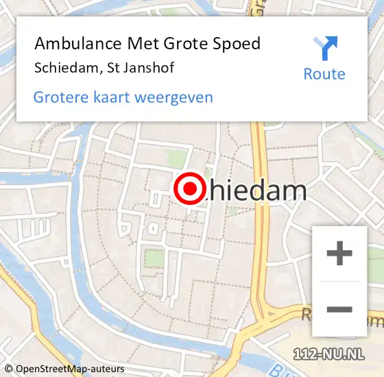 Locatie op kaart van de 112 melding: Ambulance Met Grote Spoed Naar Schiedam, St Janshof op 14 februari 2023 18:13