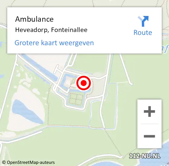 Locatie op kaart van de 112 melding: Ambulance Heveadorp, Fonteinallee op 15 augustus 2014 16:03