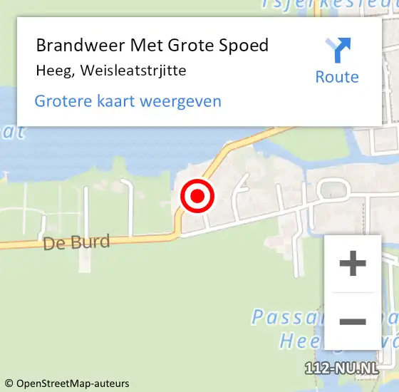 Locatie op kaart van de 112 melding: Brandweer Met Grote Spoed Naar Heeg, Weisleatstrjitte op 14 februari 2023 18:43