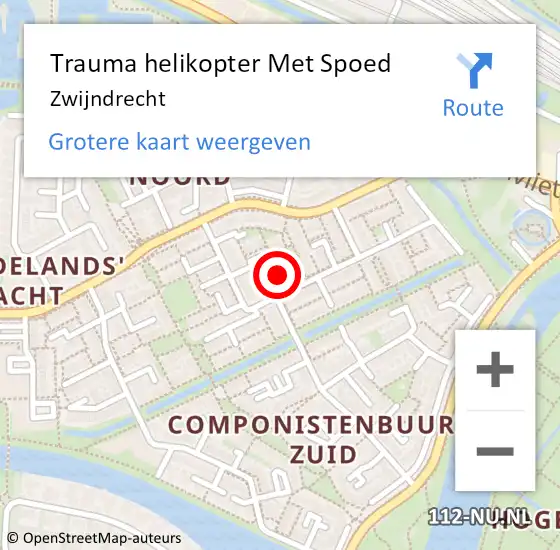 Locatie op kaart van de 112 melding: Trauma helikopter Met Spoed Naar Zwijndrecht op 14 februari 2023 18:50