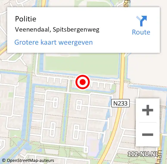 Locatie op kaart van de 112 melding: Politie Veenendaal, Spitsbergenweg op 14 februari 2023 18:57