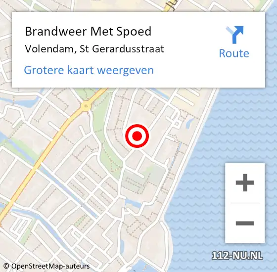 Locatie op kaart van de 112 melding: Brandweer Met Spoed Naar Volendam, St Gerardusstraat op 14 februari 2023 19:04