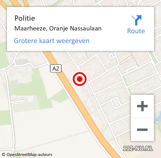 Locatie op kaart van de 112 melding: Politie Maarheeze, Oranje Nassaulaan op 14 februari 2023 19:09