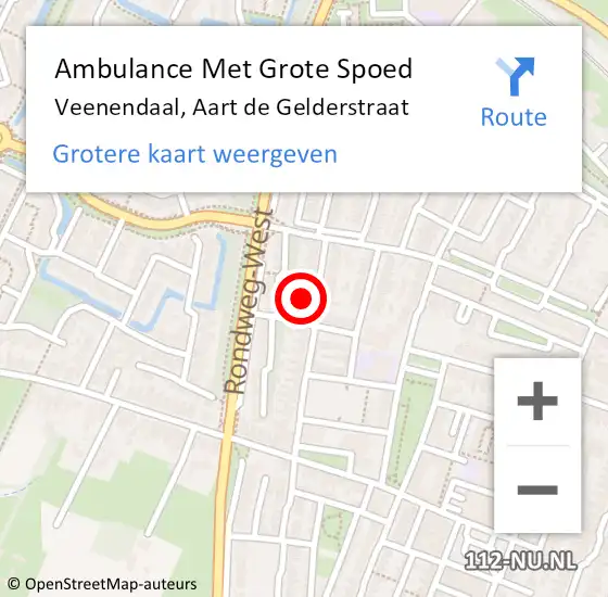 Locatie op kaart van de 112 melding: Ambulance Met Grote Spoed Naar Veenendaal, Aart de Gelderstraat op 14 februari 2023 19:19