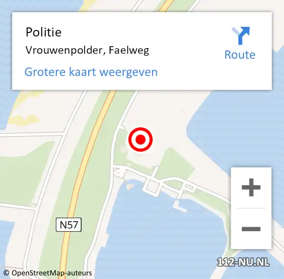 Locatie op kaart van de 112 melding: Politie Vrouwenpolder, Faelweg op 14 februari 2023 19:33