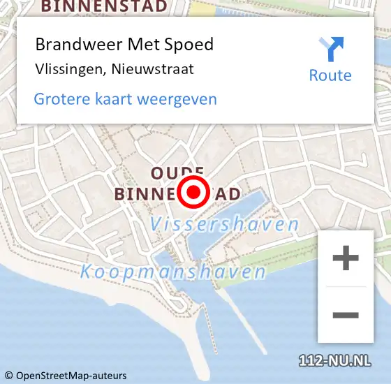 Locatie op kaart van de 112 melding: Brandweer Met Spoed Naar Vlissingen, Nieuwstraat op 14 februari 2023 19:42