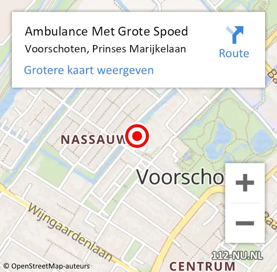 Locatie op kaart van de 112 melding: Ambulance Met Grote Spoed Naar Voorschoten, Prinses Marijkelaan op 14 februari 2023 19:53