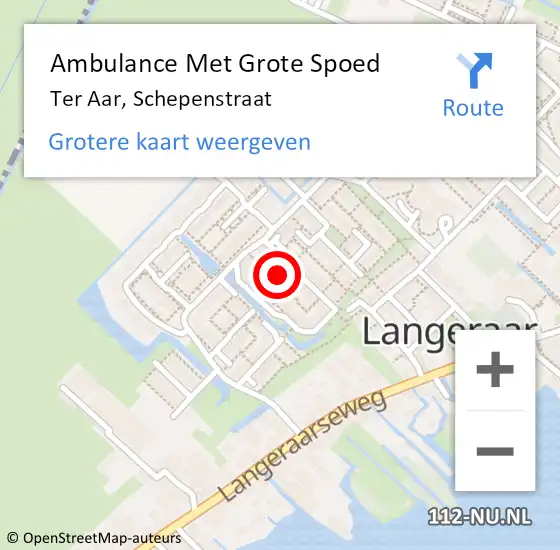 Locatie op kaart van de 112 melding: Ambulance Met Grote Spoed Naar Ter Aar, Schepenstraat op 14 februari 2023 20:05