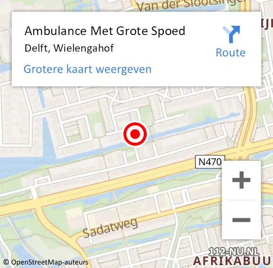 Locatie op kaart van de 112 melding: Ambulance Met Grote Spoed Naar Delft, Wielengahof op 14 februari 2023 20:17