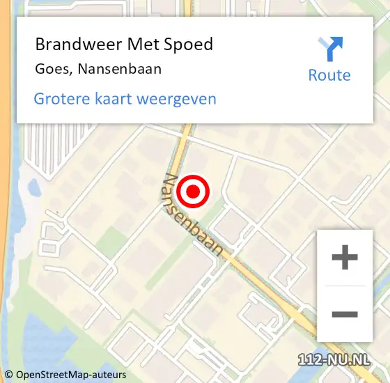 Locatie op kaart van de 112 melding: Brandweer Met Spoed Naar Goes, Nansenbaan op 14 februari 2023 20:18