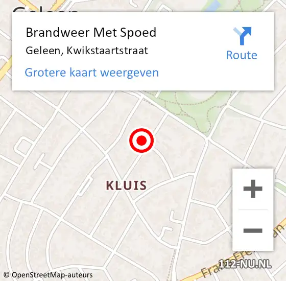 Locatie op kaart van de 112 melding: Brandweer Met Spoed Naar Geleen, Kwikstaartstraat op 14 februari 2023 20:23