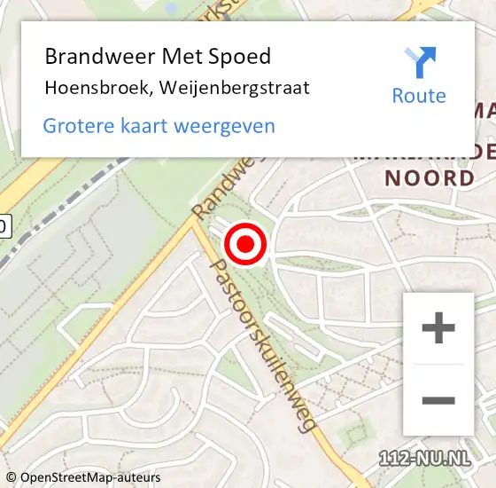 Locatie op kaart van de 112 melding: Brandweer Met Spoed Naar Hoensbroek, Weijenbergstraat op 14 februari 2023 20:28