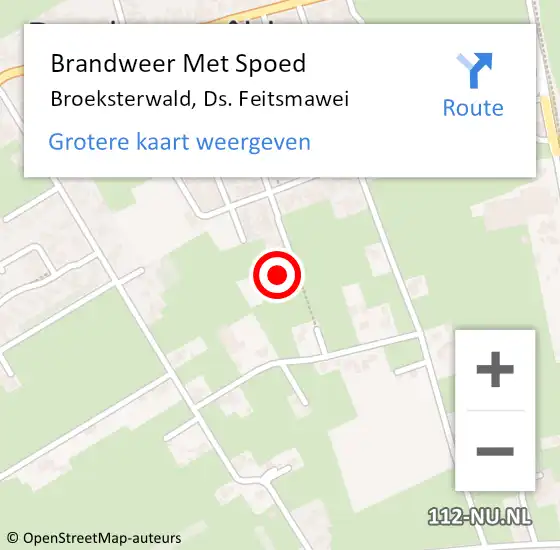 Locatie op kaart van de 112 melding: Brandweer Met Spoed Naar Broeksterwald, Ds. Feitsmawei op 11 oktober 2013 15:58