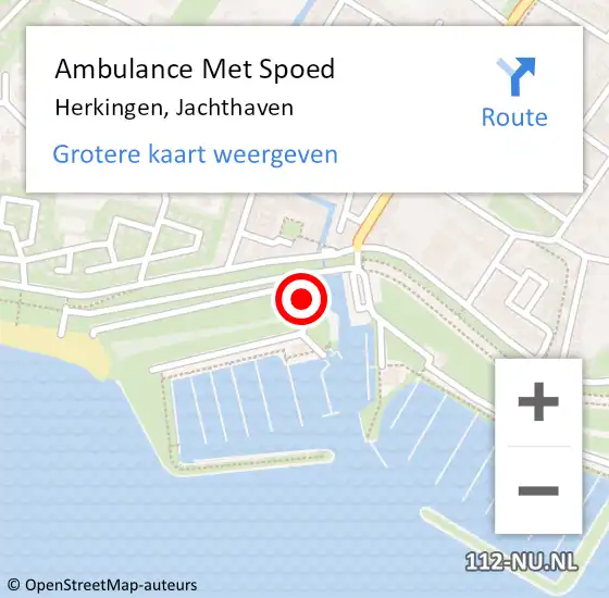 Locatie op kaart van de 112 melding: Ambulance Met Spoed Naar Herkingen, Jachthaven op 15 augustus 2014 16:16