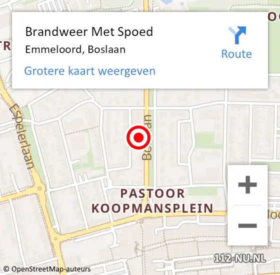 Locatie op kaart van de 112 melding: Brandweer Met Spoed Naar Emmeloord, Boslaan op 14 februari 2023 21:27