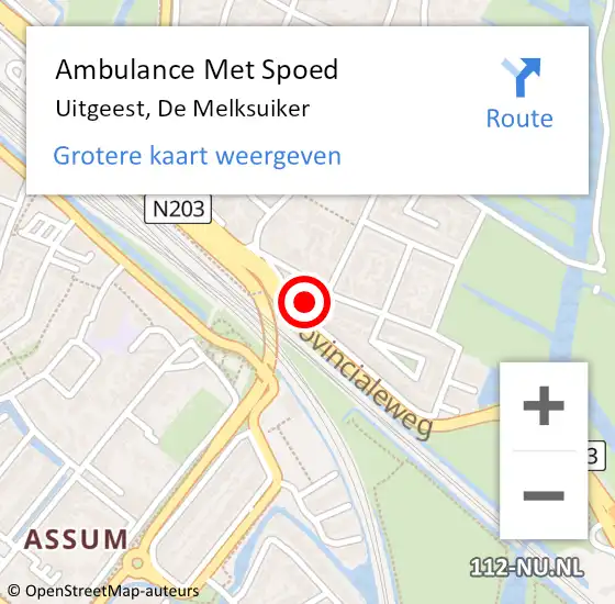 Locatie op kaart van de 112 melding: Ambulance Met Spoed Naar Uitgeest, De Melksuiker op 14 februari 2023 21:49